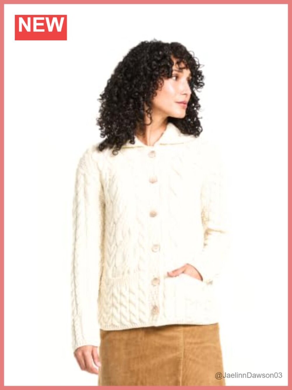 Merino Wool Cardigan with Shawl Collar and Cable Knit